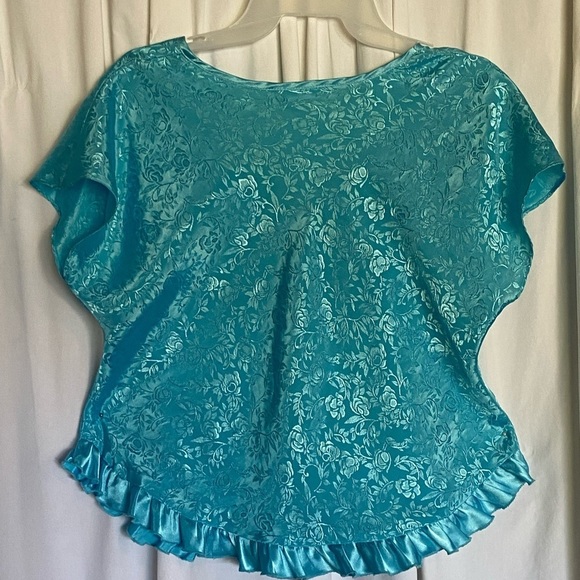Secret Treasures Aqua Blue Silky Camisole, Floral Pattern, Size-M, Soft & Pretty - Picture 10 of 13